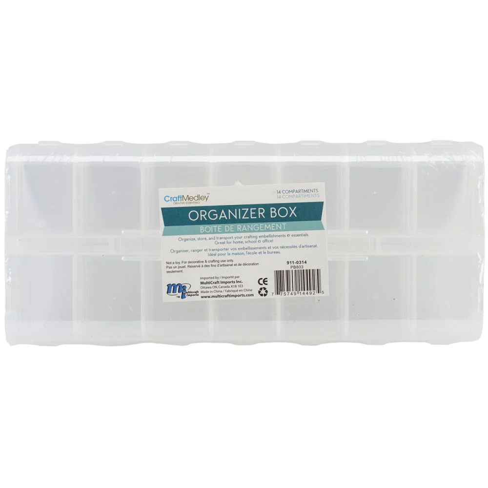 Craft Medley Organizer Box W/Snap Lids 14 Compartments 9"X4"X1" - Image 2