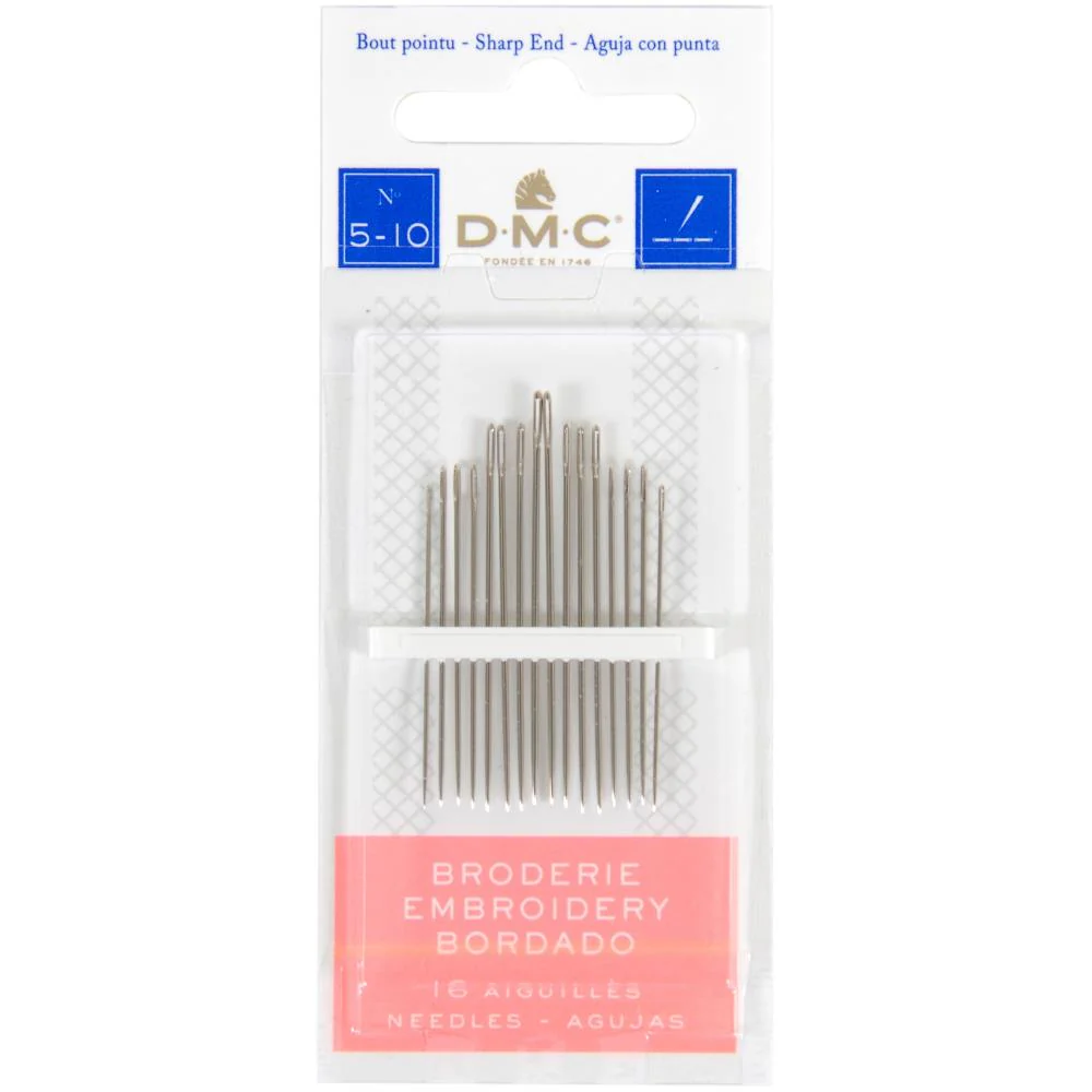 DMC Sharp Embroidery Needles Size 3-9 - Pack of 16