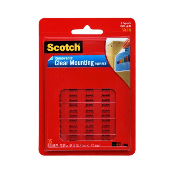 3M Scotch 859 Clear Removable Mounting Squares - 11/16 inch - pack of 35