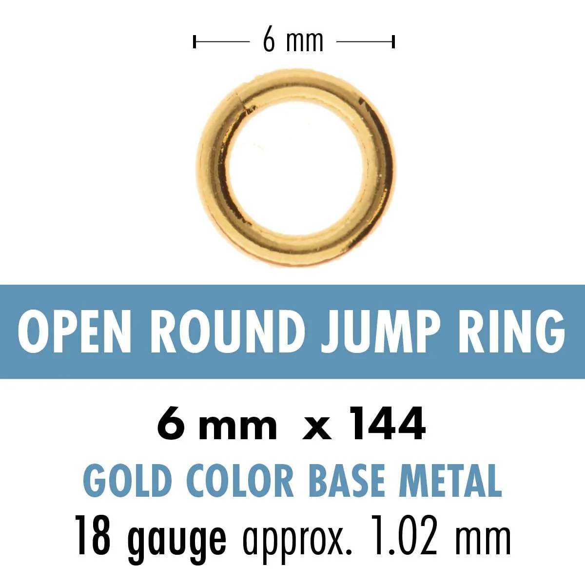 Jump Rings - 6 mm Round 18 gauge Gold Plated - bag of 144 - Image 2