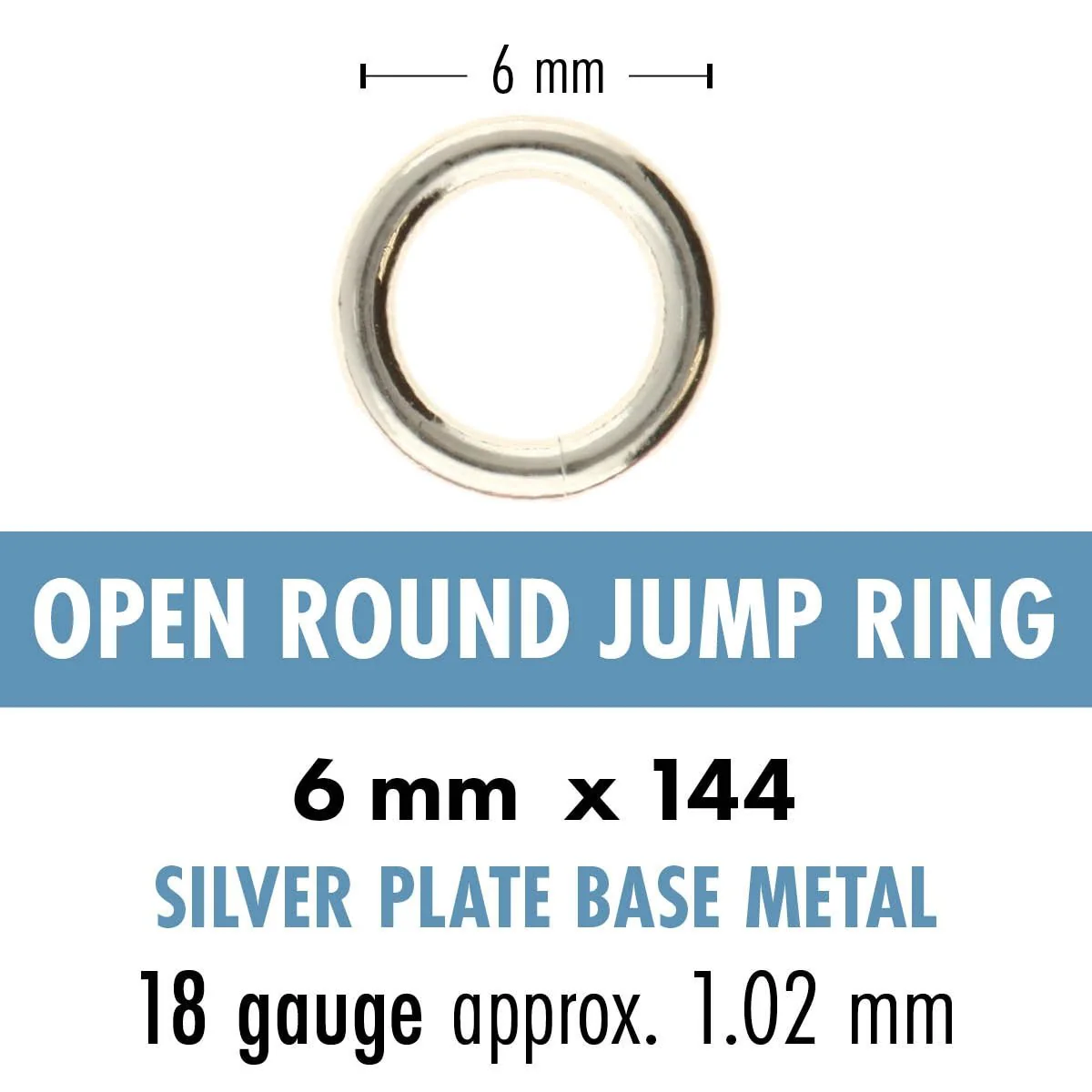 Jump Rings - 6 mm Round 18 Gauge Silver Plated - bag of 144 - Image 3
