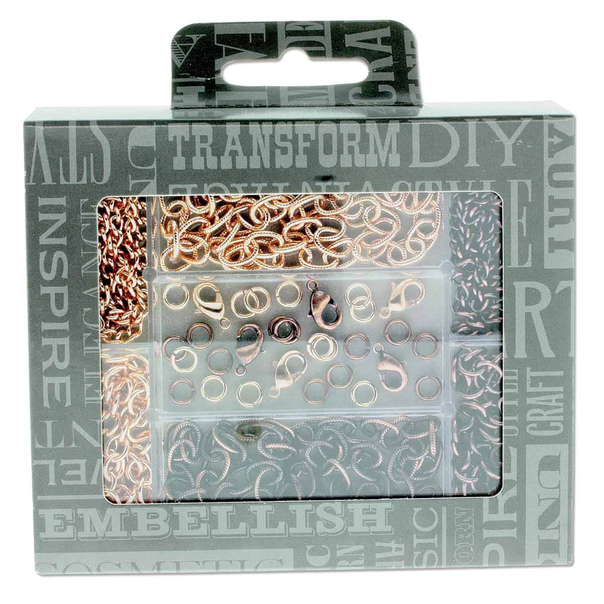 Beadsmith Anitique Copper & Copper Chain Kit (6 Chains, 6 Clasps, 24 Jump Rings)