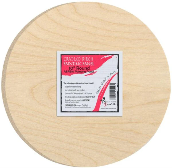 American Easel Cradled Birch Panel - 10 inch - Round - 7/8 inch Deep
