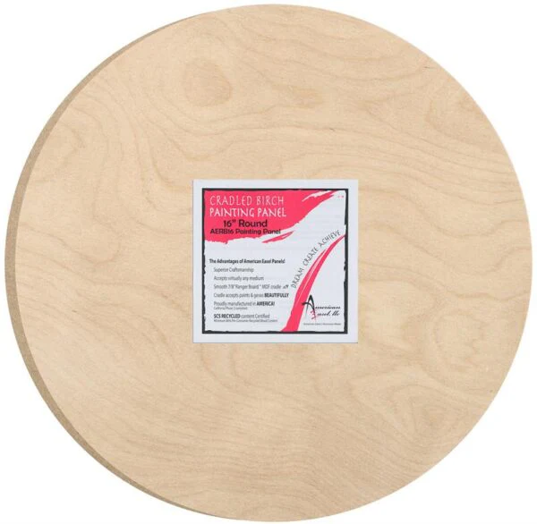 American Easel Cradled Birch Panel - 16 inch - Round - 7/8 inch Deep