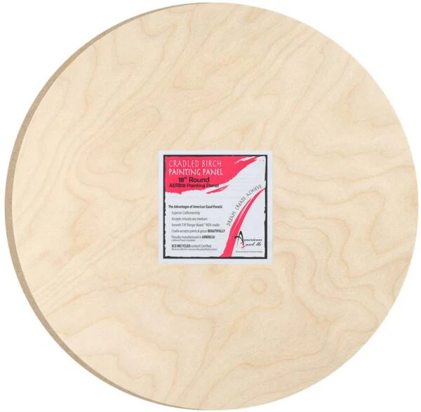 American Easel Cradled Birch Panel - 18 inch - Round - 7/8 inch Deep