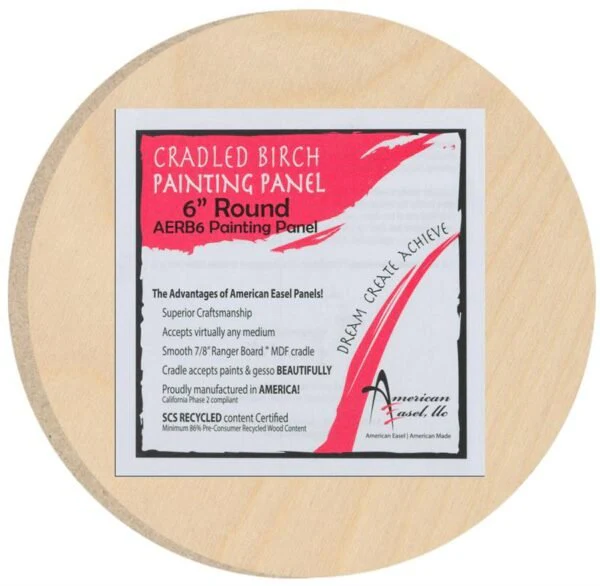 American Easel Cradled Birch Panel - 6 inch - Round - 7/8 inch Deep