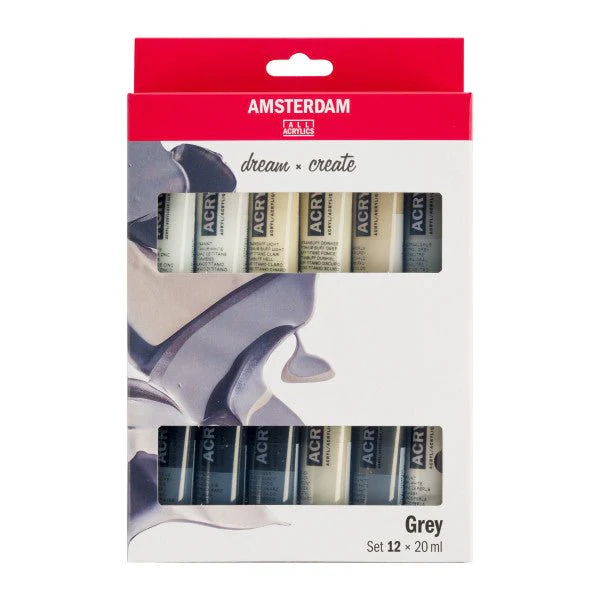Amsterdam Standard Series Acrylic Paint 12 Color Set - 20 ml Tubes - Greys