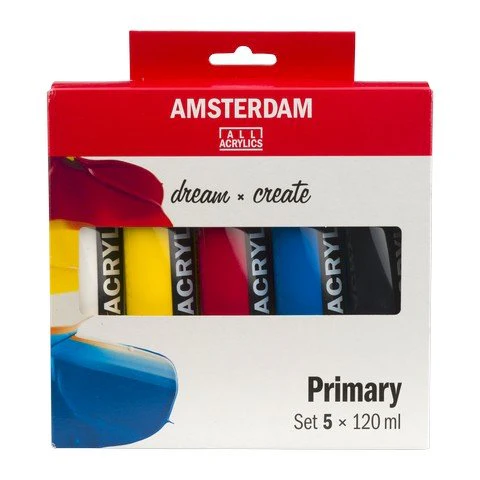 Amsterdam Standard Series Acrylic Paint 120ml Tube  Primary Set of 5 Colors