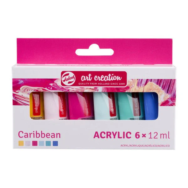 Art Creation Acrylic Paint 6 Color Set - 12 ml Tubes - Caribbean