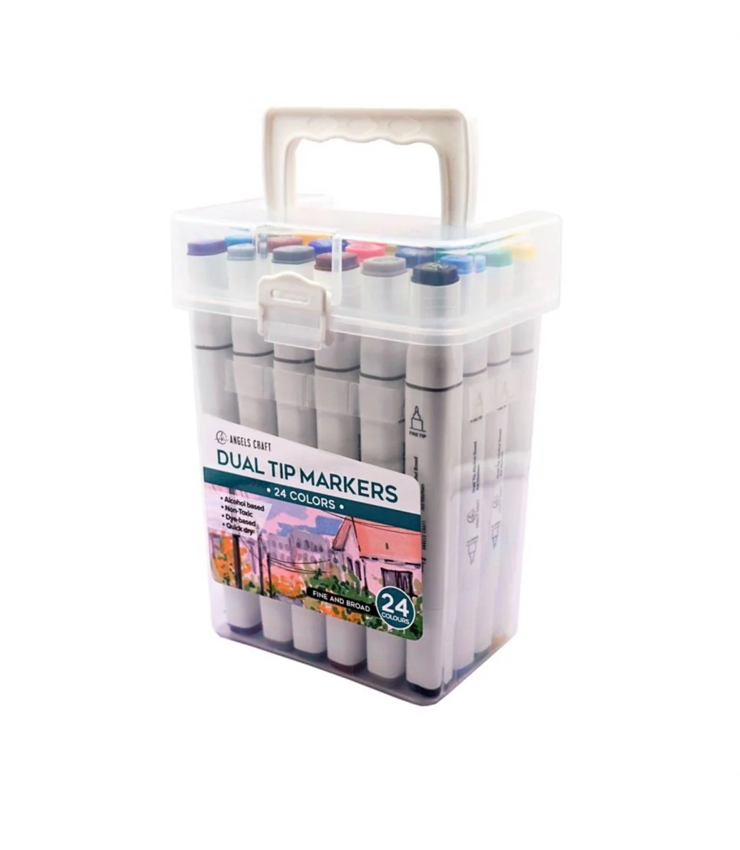 Angels Craft Dual Tip Alcohol Ink Markers - 24 Color Set - Pastel Colors