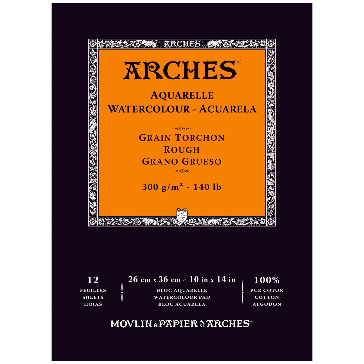 ARCHES Watercolor Rough Natural White 140 lb 300 gsm 10x14 inch Pad (12 Sheets)