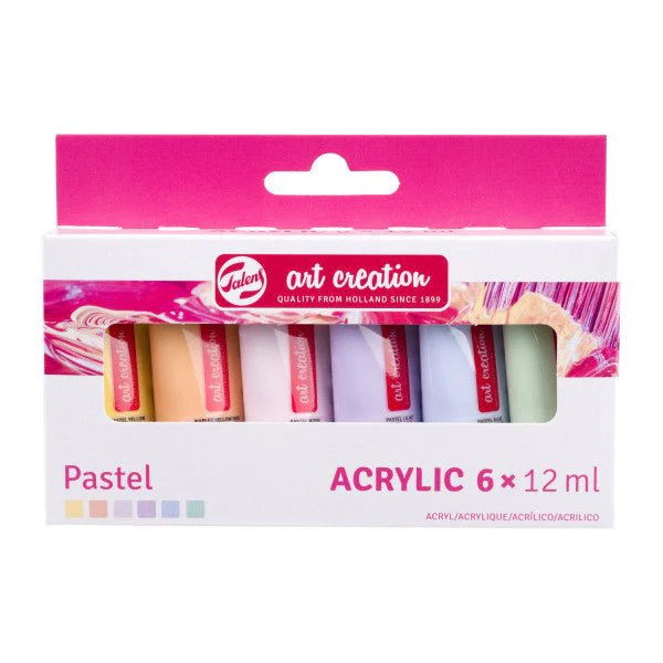 Art Creation Acrylic Paint 6 Color Set - 12 ml Tubes - Pastel
