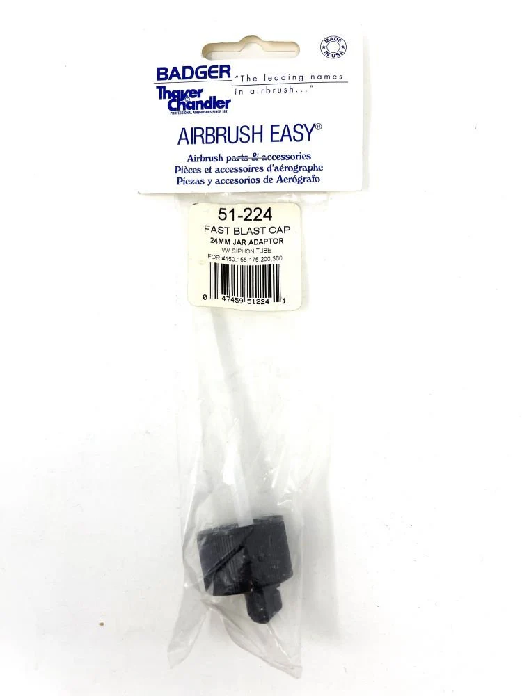 Badger Airbrush Replacement Part 24mm Fast Blast (All Plastic) Jar Adaptor for 150/155/175/200/360, Length 4.5" You Cut To Length