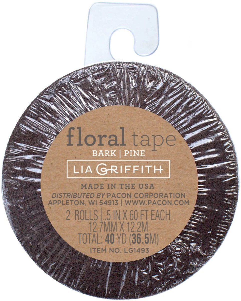 Lia Griffith Extra Fine Crepe Floral Tape .5"X60' 2 Pack (1 bark & 1 Pine)