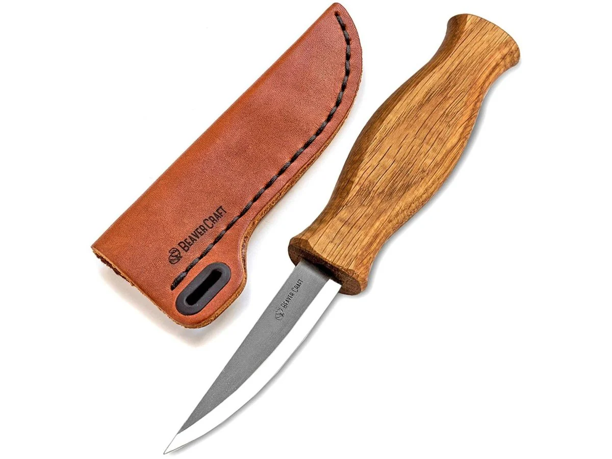 BeaverCraft - C4s - Whittling Knife with Leather Sheath Craft Tool