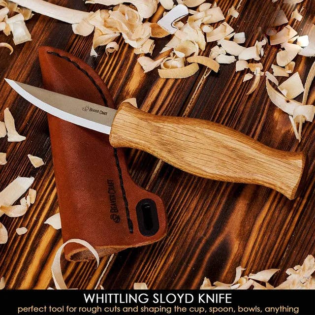 BeaverCraft - C4s - Whittling Knife with Leather Sheath Craft Tool - Image 2