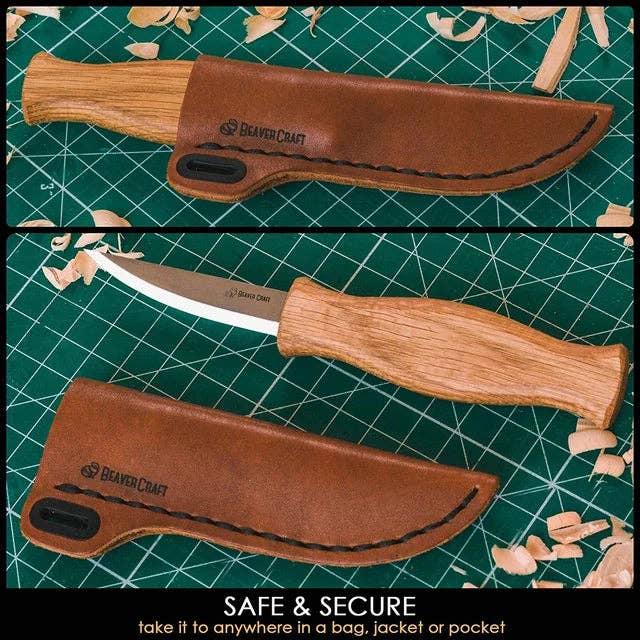 BeaverCraft - C4s - Whittling Knife with Leather Sheath Craft Tool - Image 4