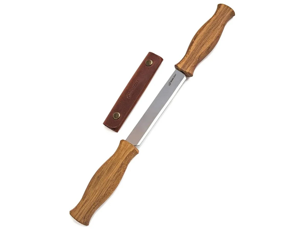 BeaverCraft - DK1S - Drawknife with Oak Handle in Leather Sheath