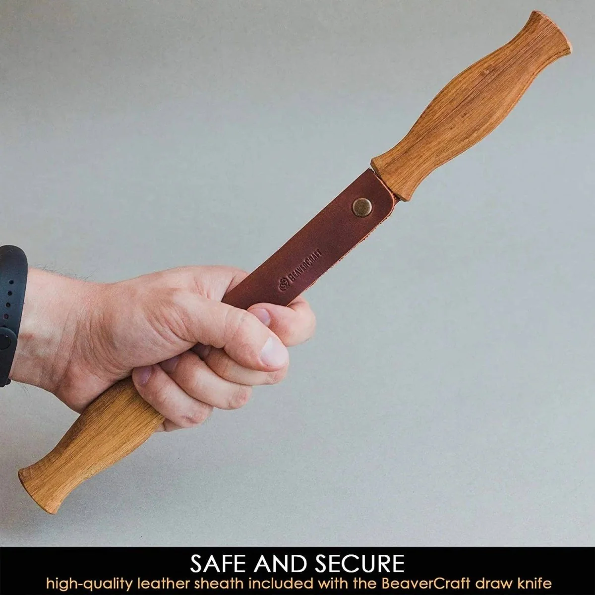 BeaverCraft - DK1S - Drawknife with Oak Handle in Leather Sheath - Image 5