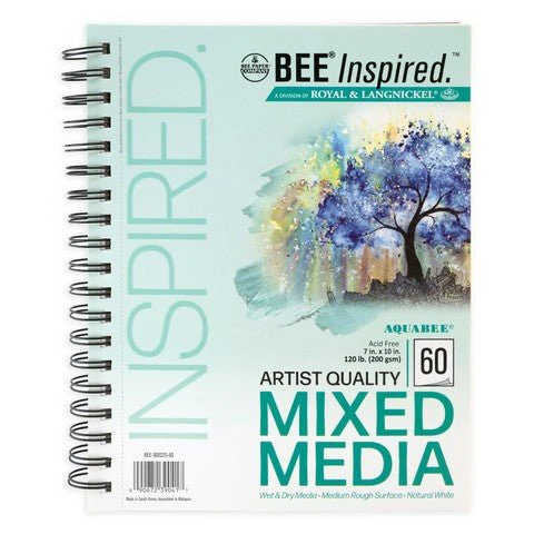 Bee Inspired Mixed Media 185gsm (114lb) - 7"X10" Spiral Bound Pad