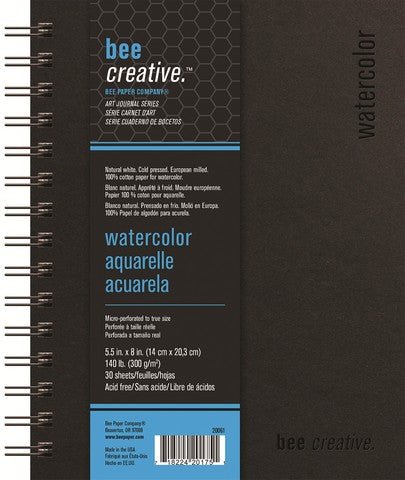 Bee Paper 5.5x8 inch 140 lb. (300 gsm) Watercolor Bee Creative Art Journal 30 Sheet Double Wire Bound Book