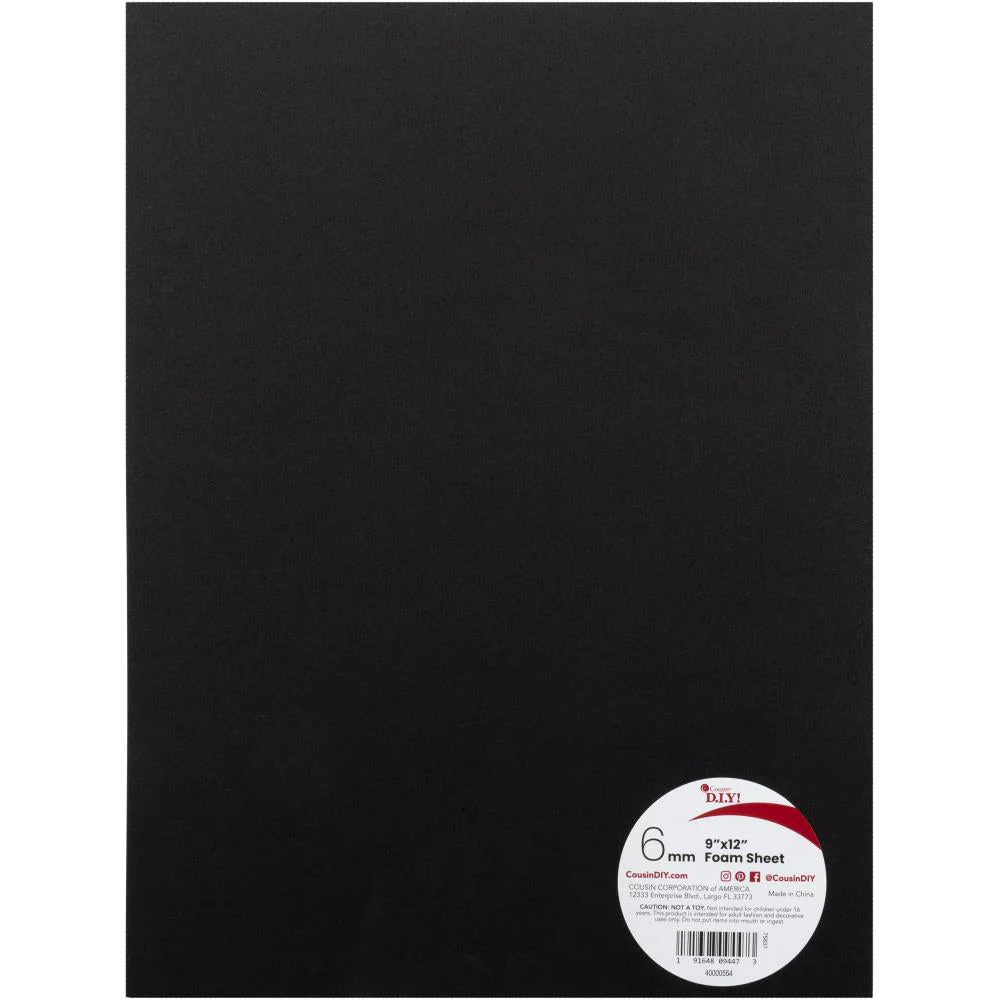CousinDIY Foam Sheet 9"X12" 6mm - Black