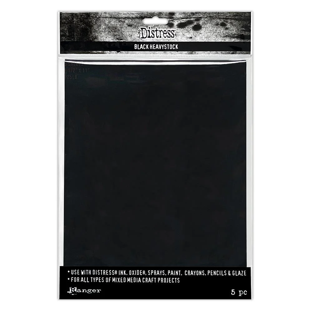 Tim Holtz Distress Black Heavystock 8.5x11 inch - Pack of 5