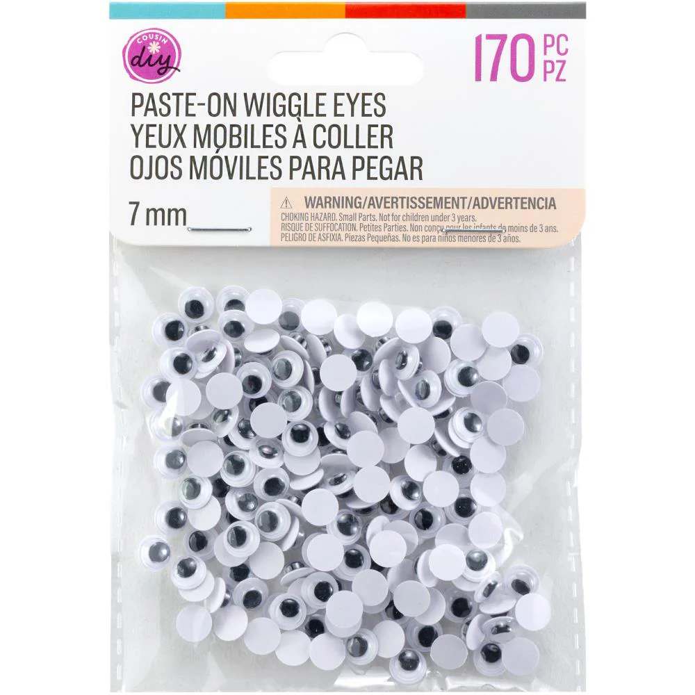 CousinDIY Paste-On Wiggle Eyes 7mm - Black - Pack of 170