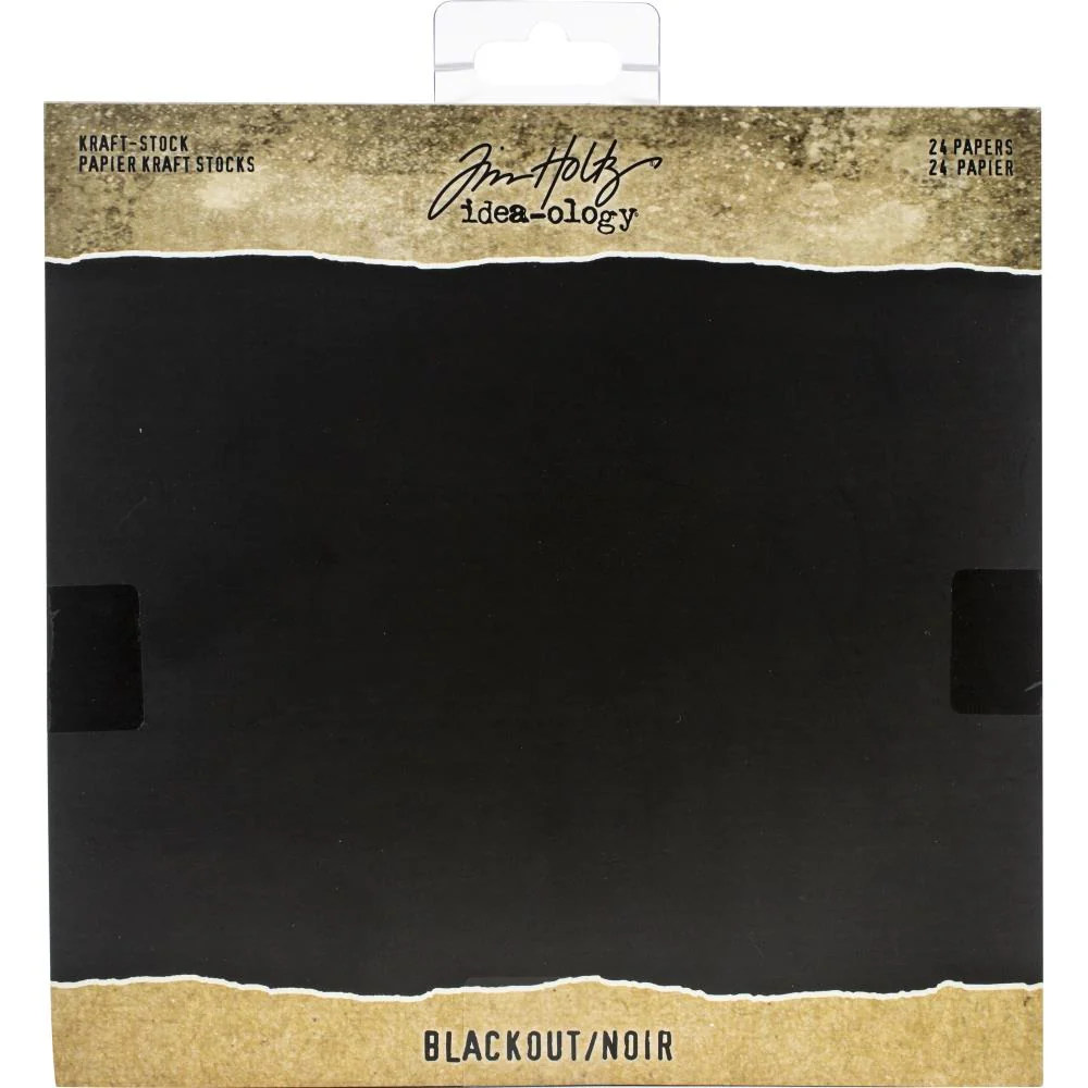 Tim Holtz Idea-Ology Kraft Stock Cardstock Pad of 24 Sheets - 8"X8" - Blackout