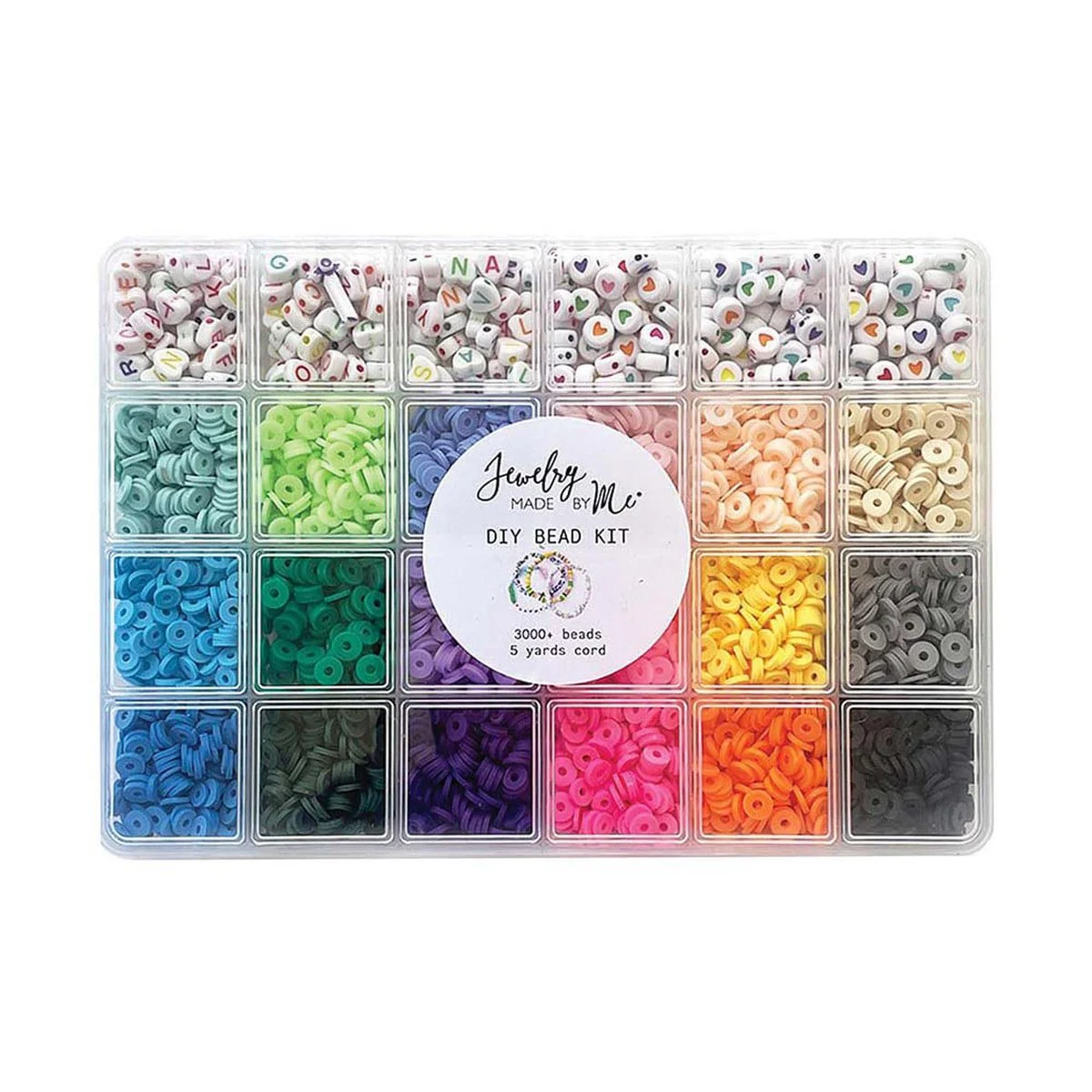 Jewelry Made By Me - Bold Brights Heishi Clay 3000 Bead Kit in 24 Compartment Box