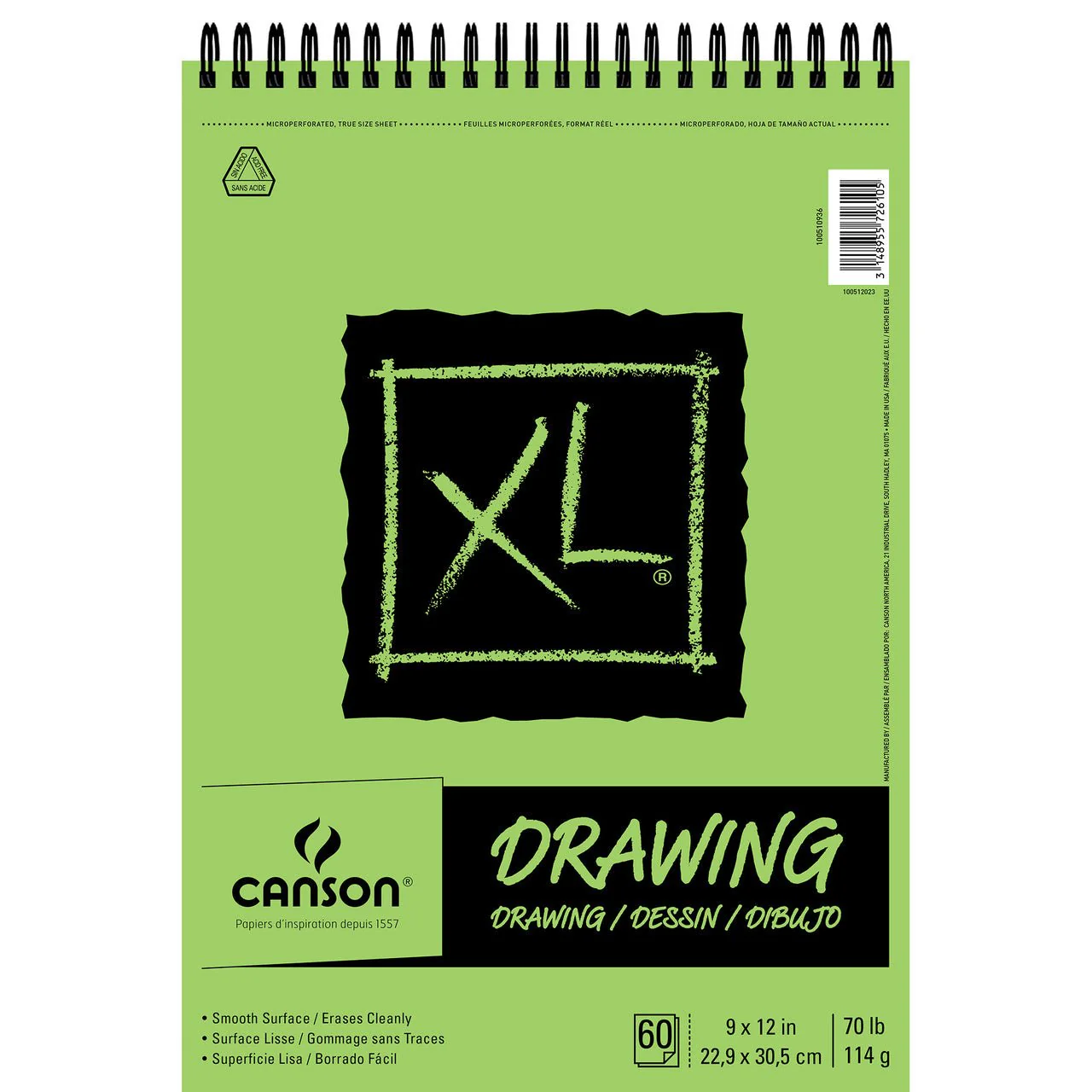 Canson XL Drawing Pad - Top Wire Bound 9x12 inch - 60 Sheets