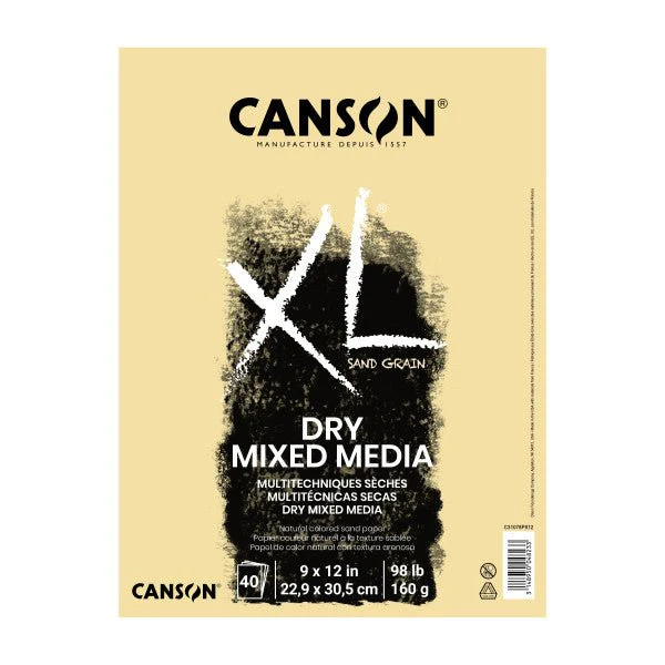 Canson XL Dry Mixed Media Sand Grain Paper 90 lb. - 9"x12" - 40 Sheets