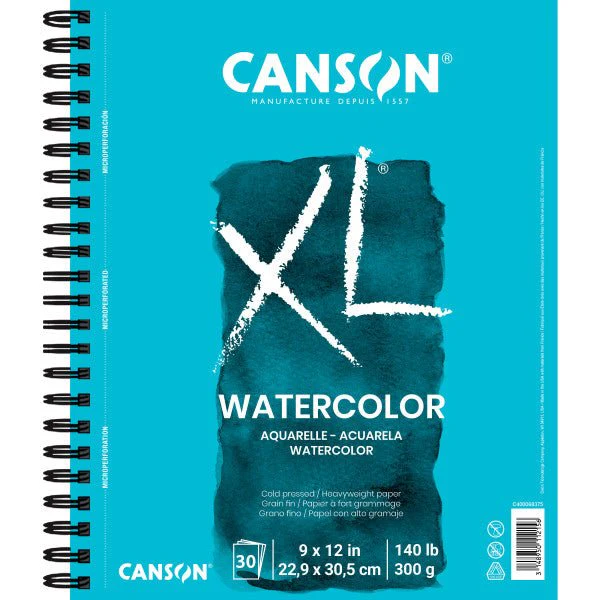 Canson XL Watercolor Side Wire-Bound Pad - 30 Sheets 9x12 inch