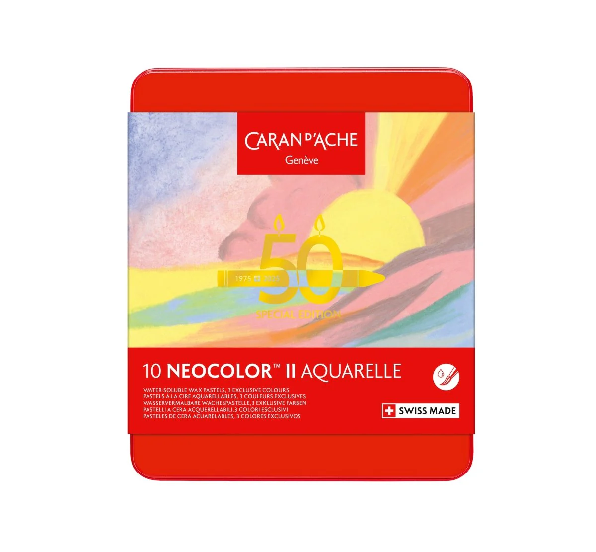 *Discontinued by manufacturer* Caran d'Ache Neocolor II Artists' Crayons 50th Anniversary set of 10 - Pastel Special Edition