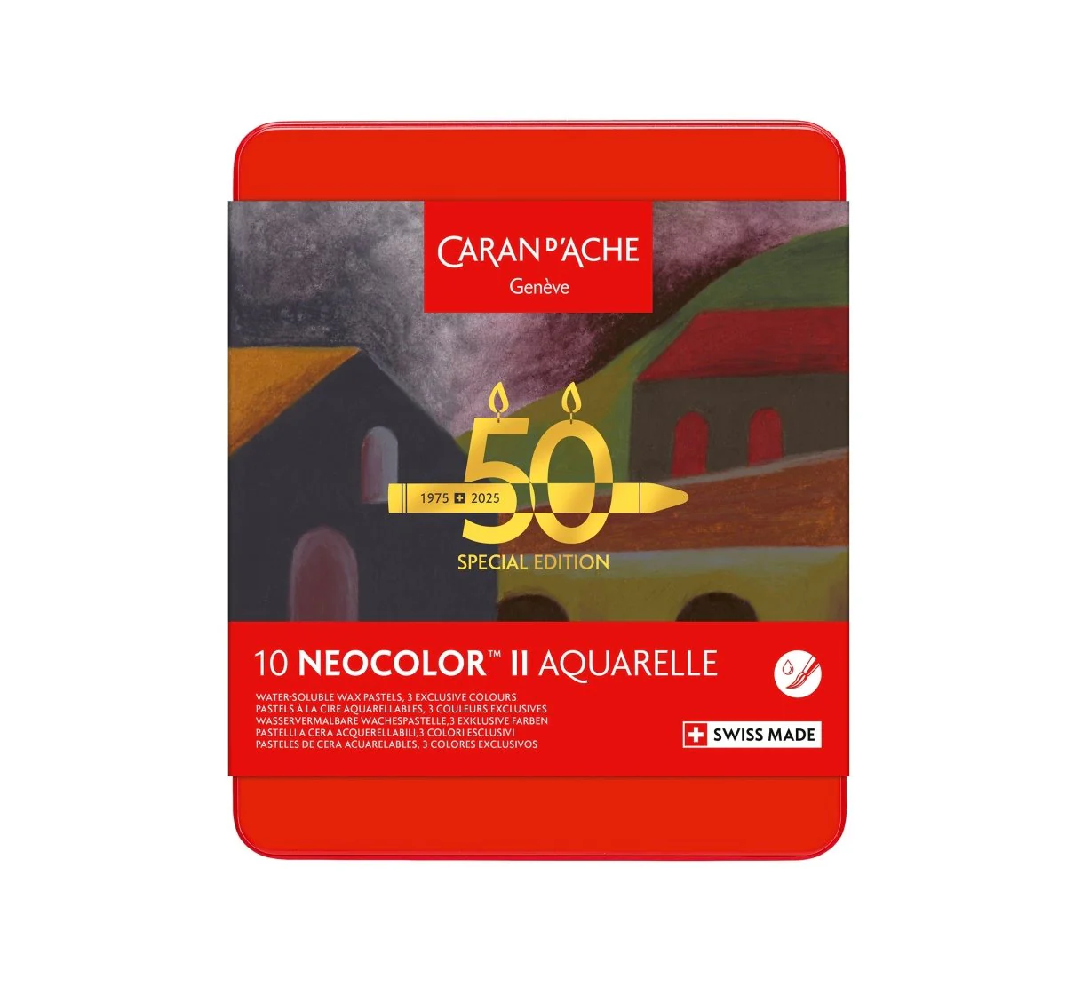 *Discontinued by manufacturer* Caran d'Ache Neocolor II Artists' Crayons 50th Anniversary set of 10 - Dark Special Edition