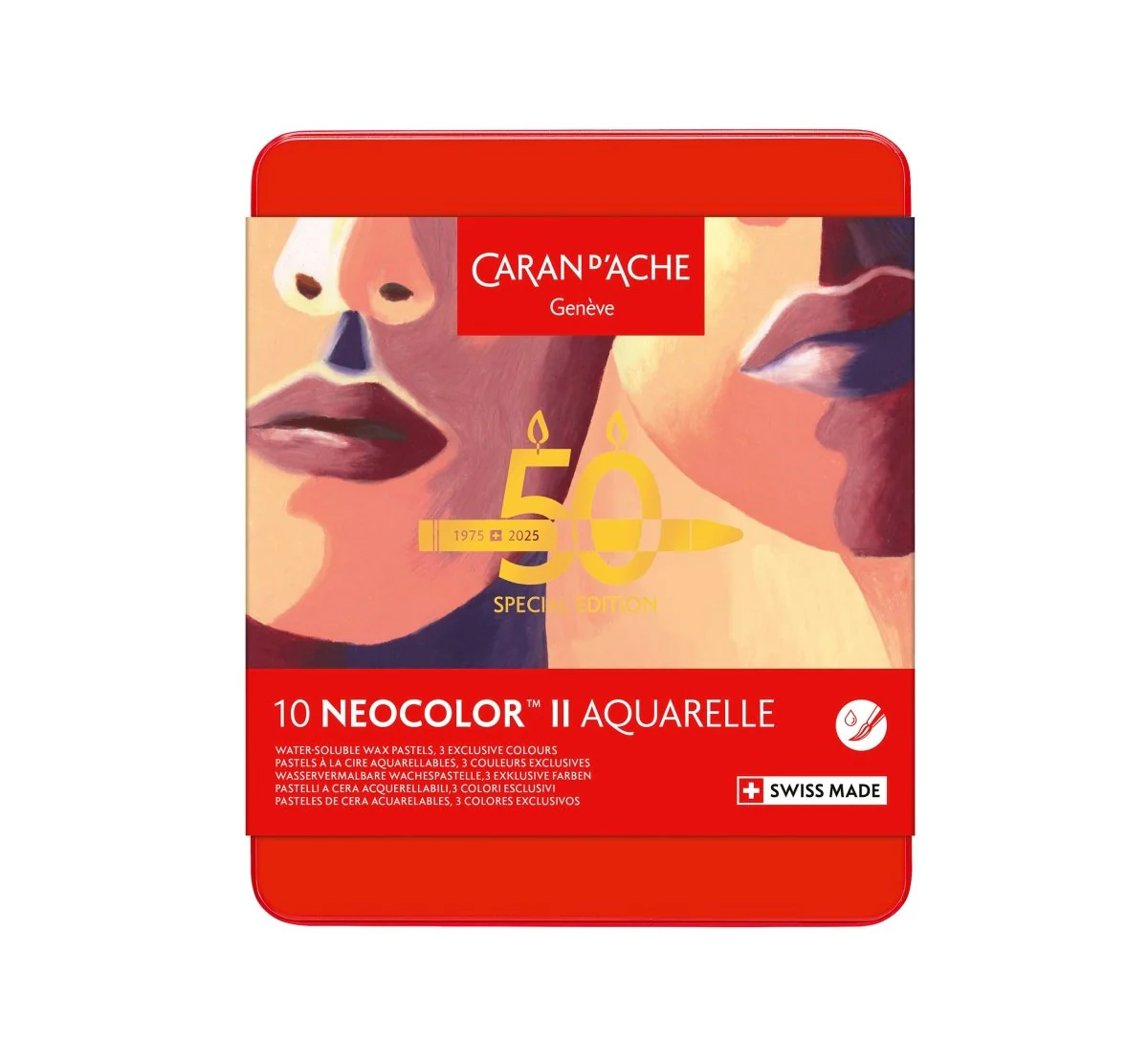 *Discontinued by manufacturer* Caran d'Ache Neocolor II Artists' Crayons 50th Anniversary set of 10 - Portrait Special Edition