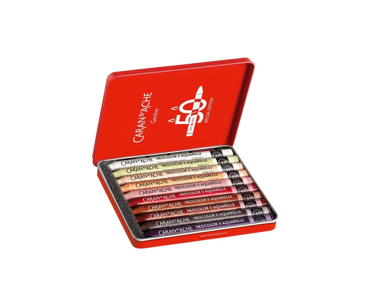 *Discontinued by manufacturer* Caran d'Ache Neocolor II Artists' Crayons 50th Anniversary set of 10 - Portrait Special Edition - Image 2