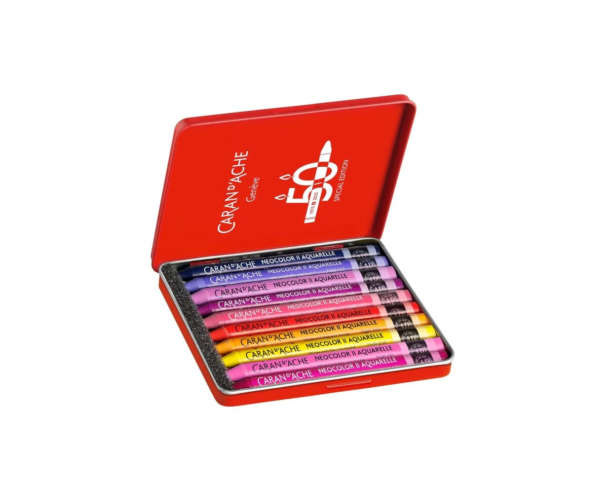 *Discontinued by manufacturer* Caran d'Ache Neocolor II Artists' Crayons 50th Anniversary set of 10 - Pop Special Edition - Image 2