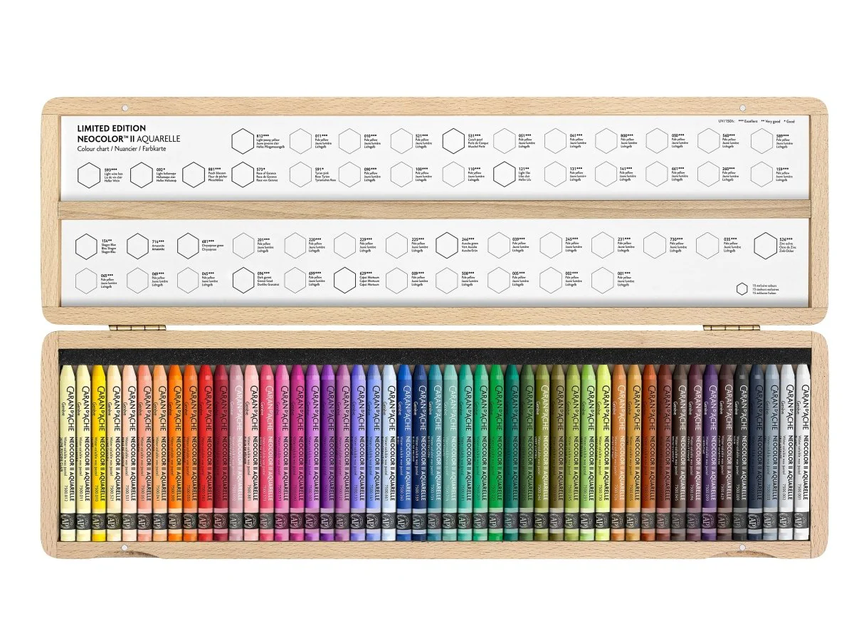 *Discontinued by manufacturer* Caran d'Ache Neocolor II Artists' Crayons 50th Anniversary set of 50 - Wood Box Special Edition