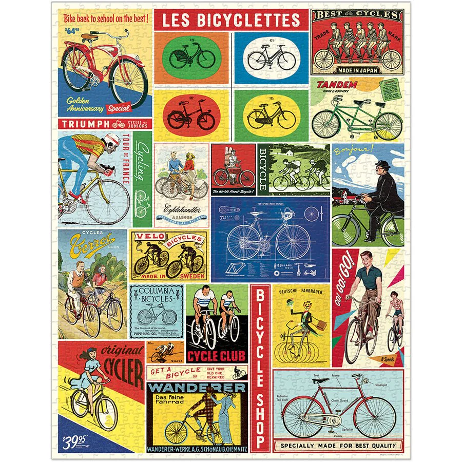 Cavallini & Co. Vintage Inspired 1000 Piece Puzzle - Bicycles - Image 2