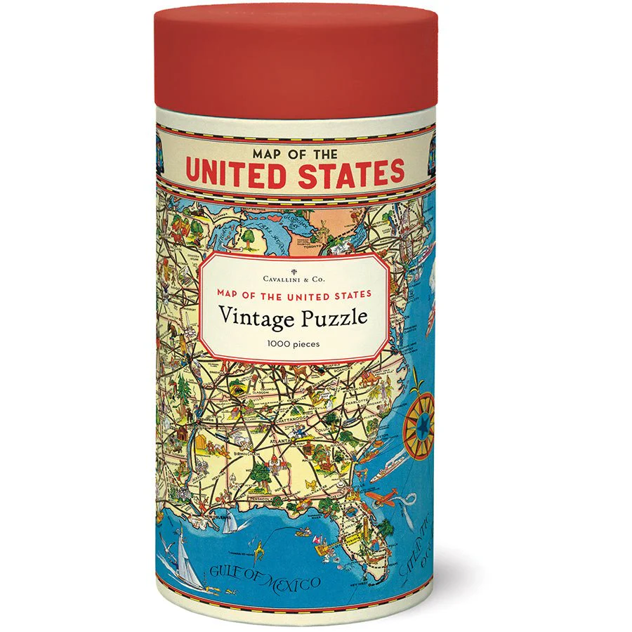 Cavallini & Co. Vintage Inspired 1000 Piece Puzzle - Map Of The US
