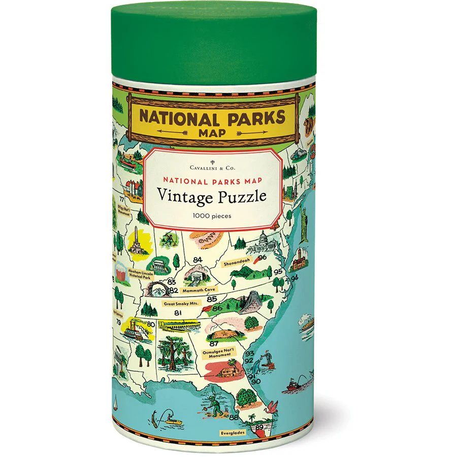 Cavallini & Co. Vintage Inspired 1000 Piece Puzzle - National Park Map