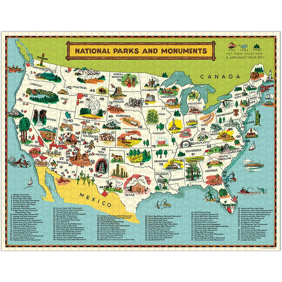 Cavallini & Co. Vintage Inspired 1000 Piece Puzzle - National Park Map - Image 2