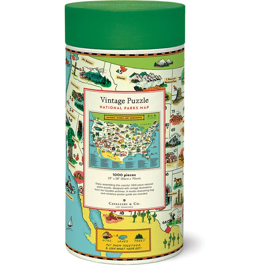 Cavallini & Co. Vintage Inspired 1000 Piece Puzzle - National Park Map - Image 3