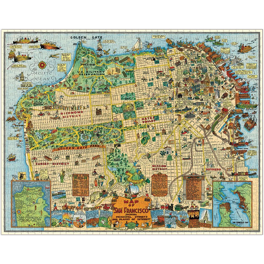 Cavallini & Co. Vintage Inspired 1000 Piece Puzzle - San Francisco Map - Image 2