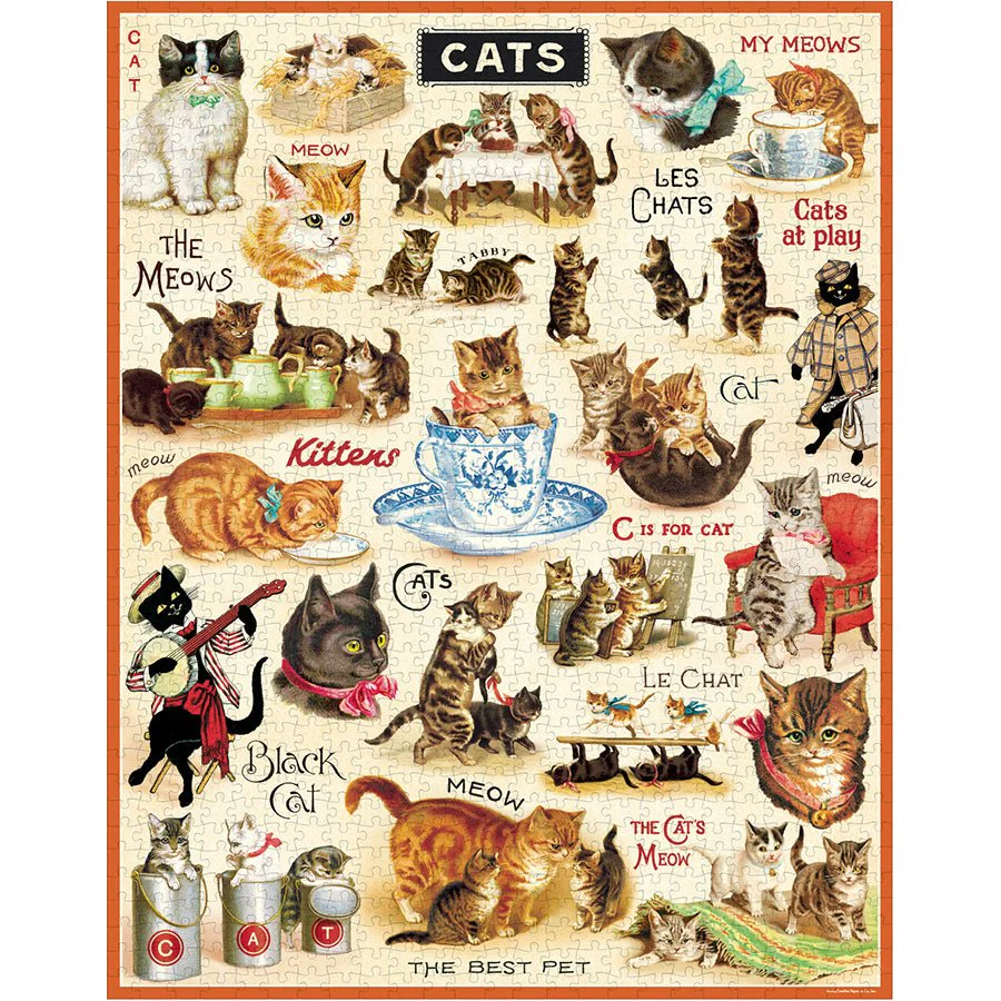 Cavallini & Co. Vintage Inspired 1000 Piece Puzzle - Vintage Cats - Image 2