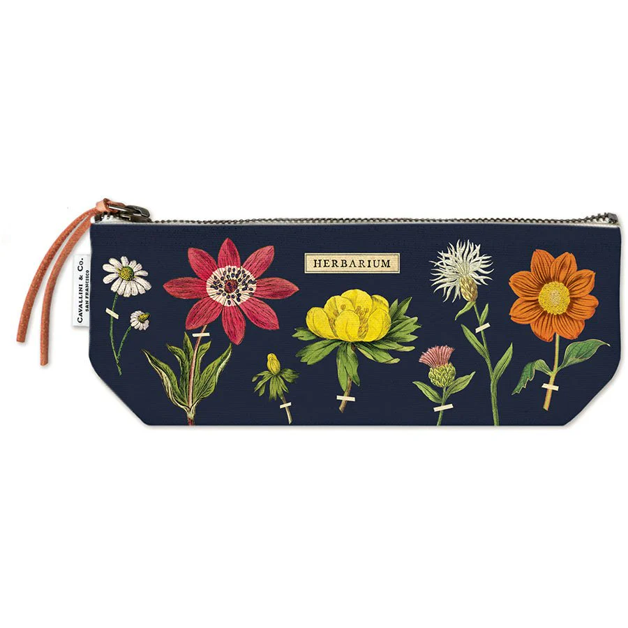 Cavallini & Co. Vintage Inspired Mini Pouch 4 x 9 inch - Herbarium