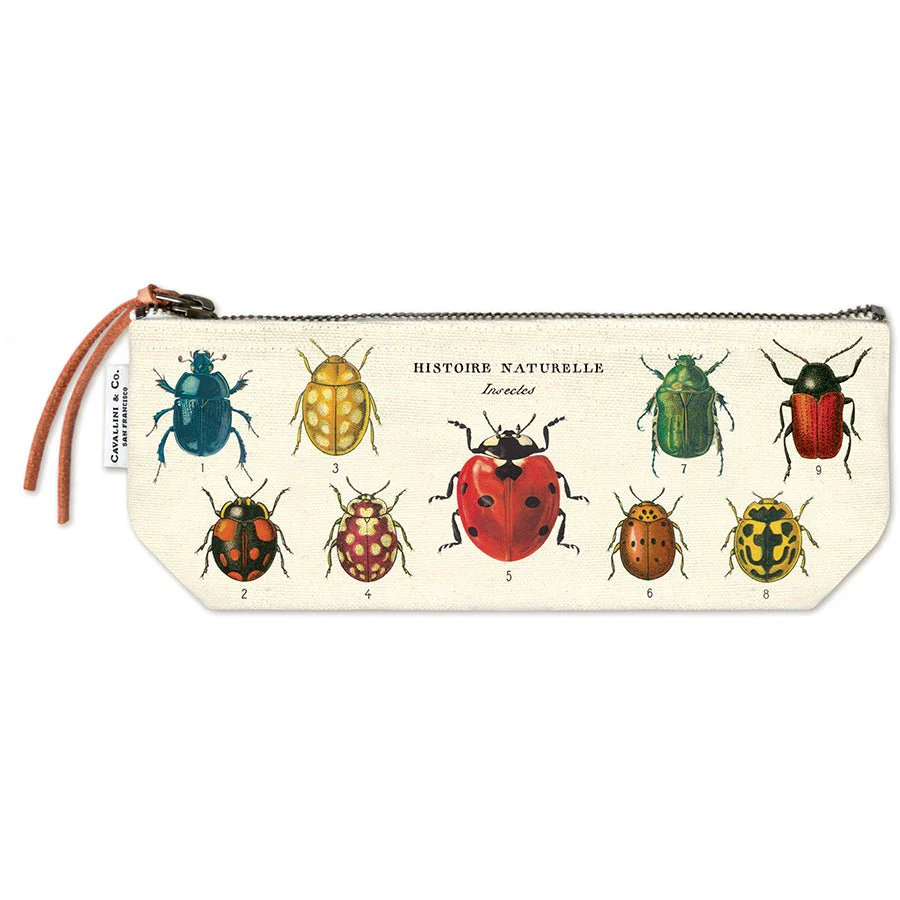 Cavallini & Co. Vintage Inspired Mini Pouch 4 x 9 inch - Insects