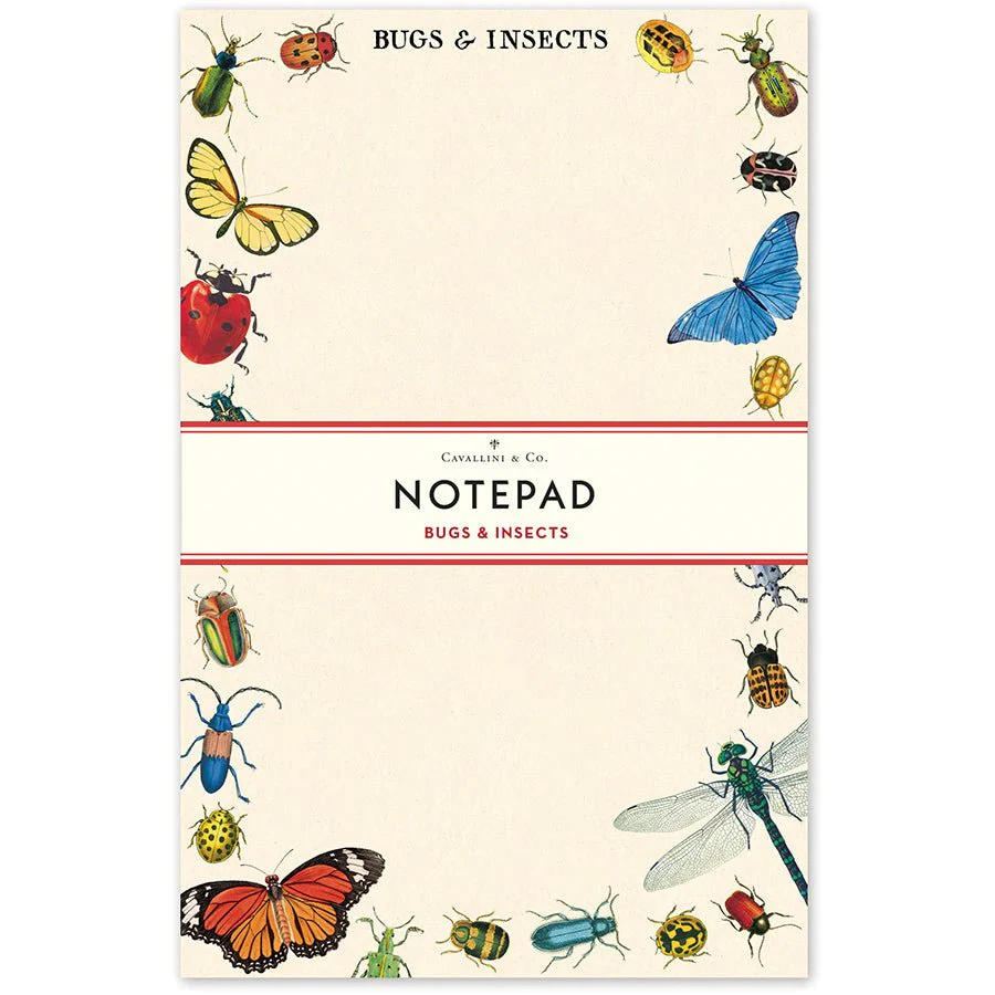 Cavallini & Co. Vintage Inspired Notepad - 4.33 X 6.69 inch (11cm x 17cm) - 100 pages - Bugs & Insects