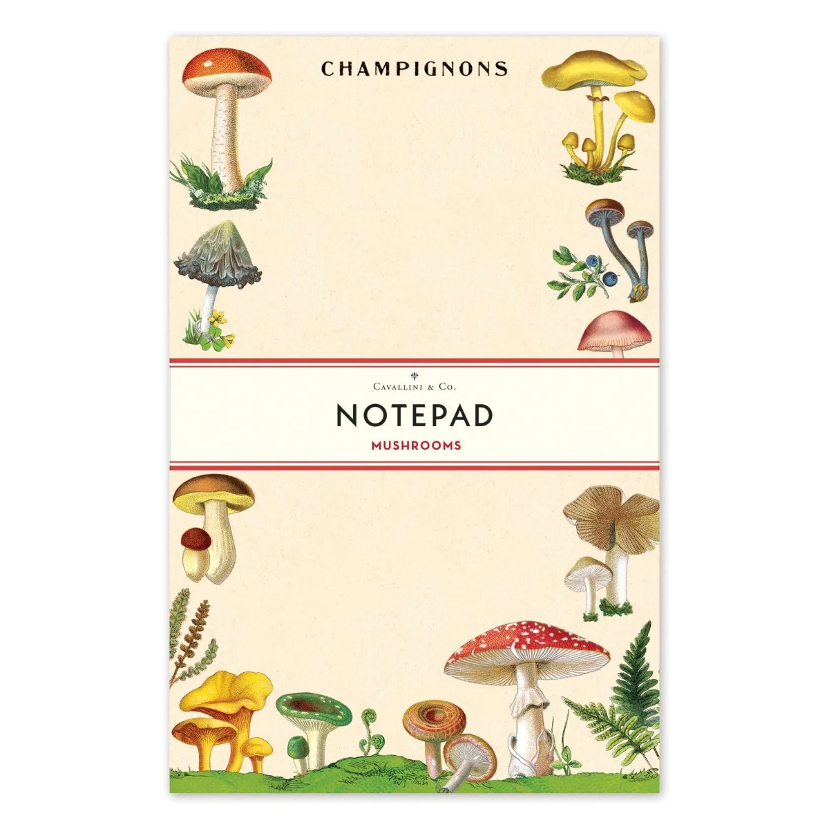 Cavallini & Co. Vintage Inspired Notepad - 4.33 X 6.69 inch (11cm x 17cm) - 100 pages - Mushrooms